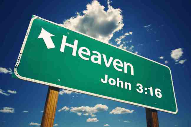 Sign post pointing towards Heaven John 3:16